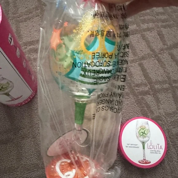 Lolita 60th Birthday Wine Glass - Colorful Celebration Design. NWT - Picture 8 of 10